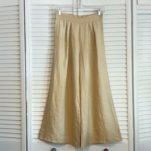 Hyde & Stone Linen Tan Wide Leg High Rise Pants Australian